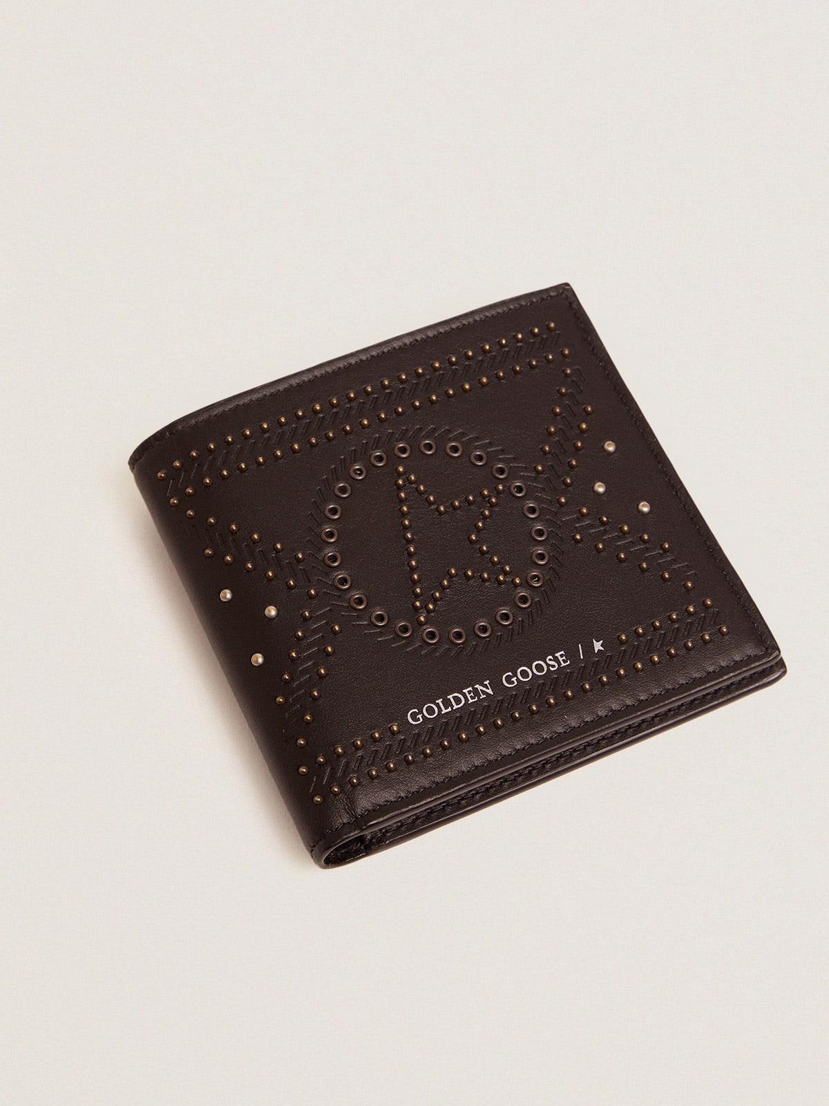 Golden Goose - Star bi-fold wallet in leather with studs in 