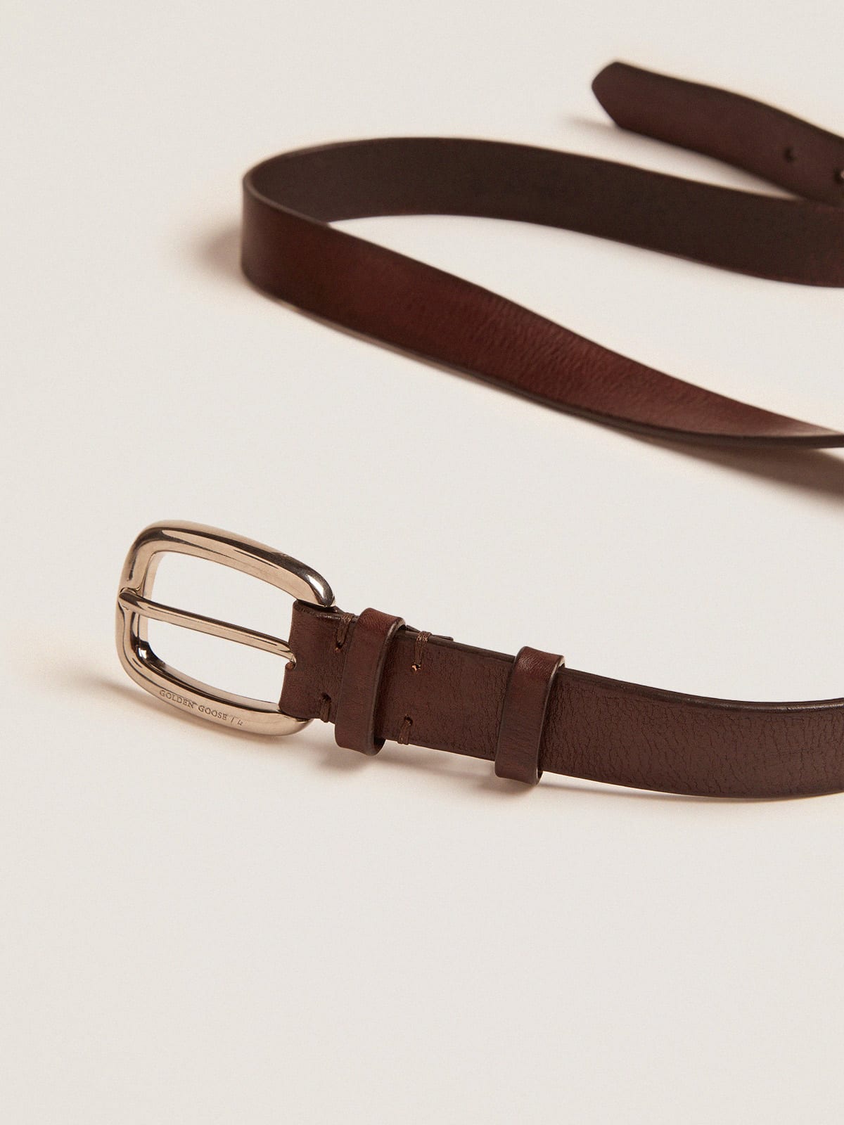 Golden Goose - Brown Houston belt in washed leather in 