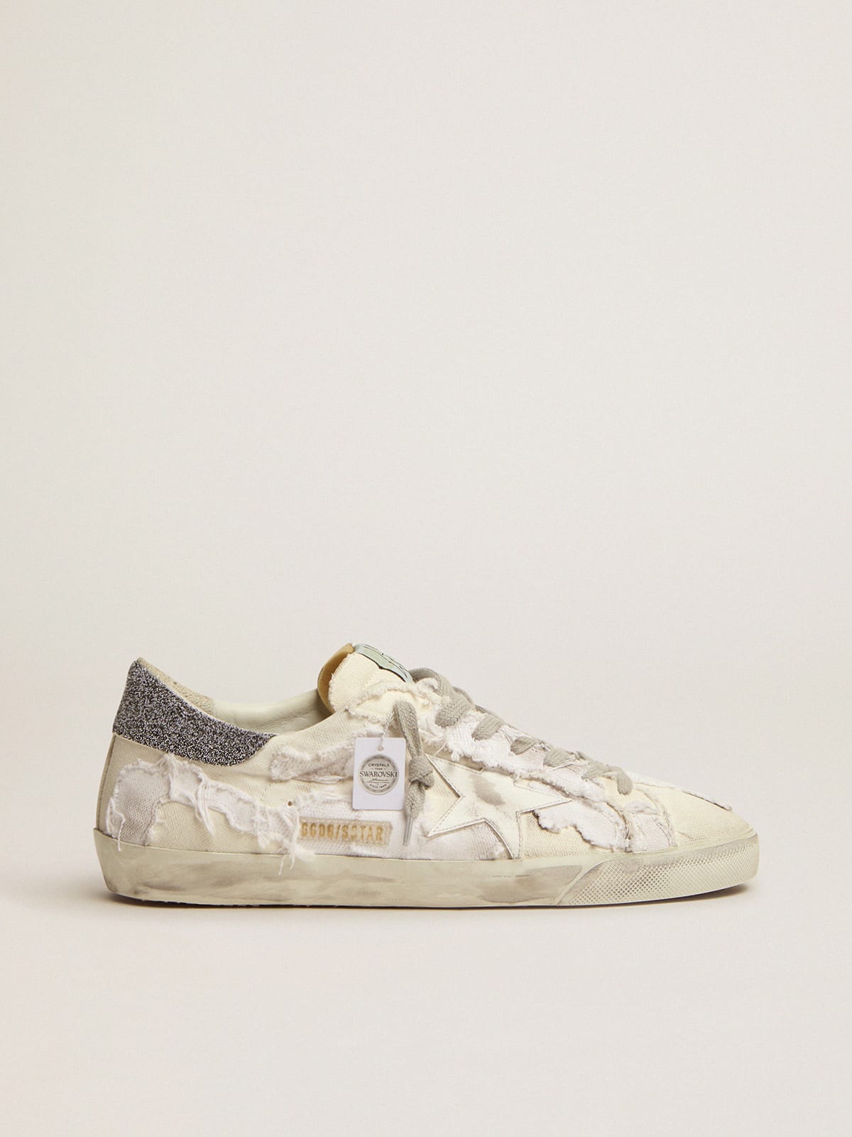 Men\'s Super-Star white sneakers with Swarovski | Golden Goose