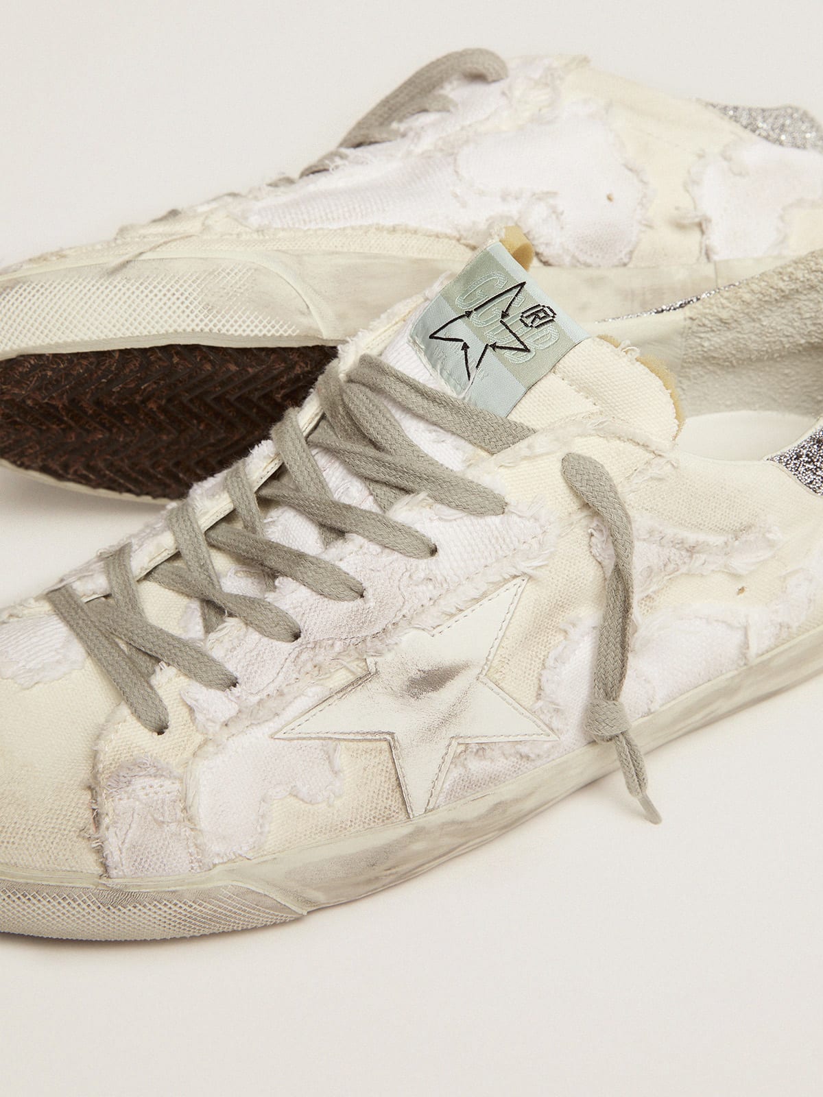 Men\'s Super-Star white sneakers with Swarovski | Golden Goose