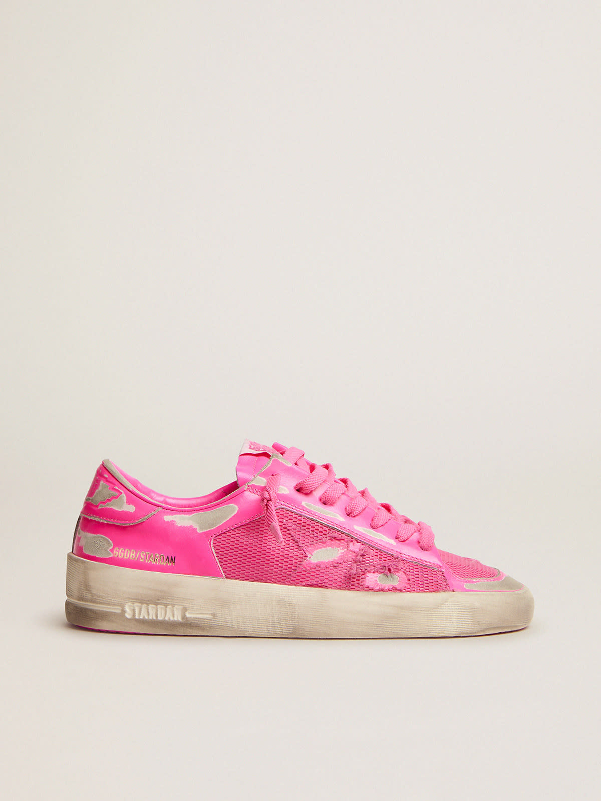 Sneakers Stardan pour homme en cuir et r sille rose fluo