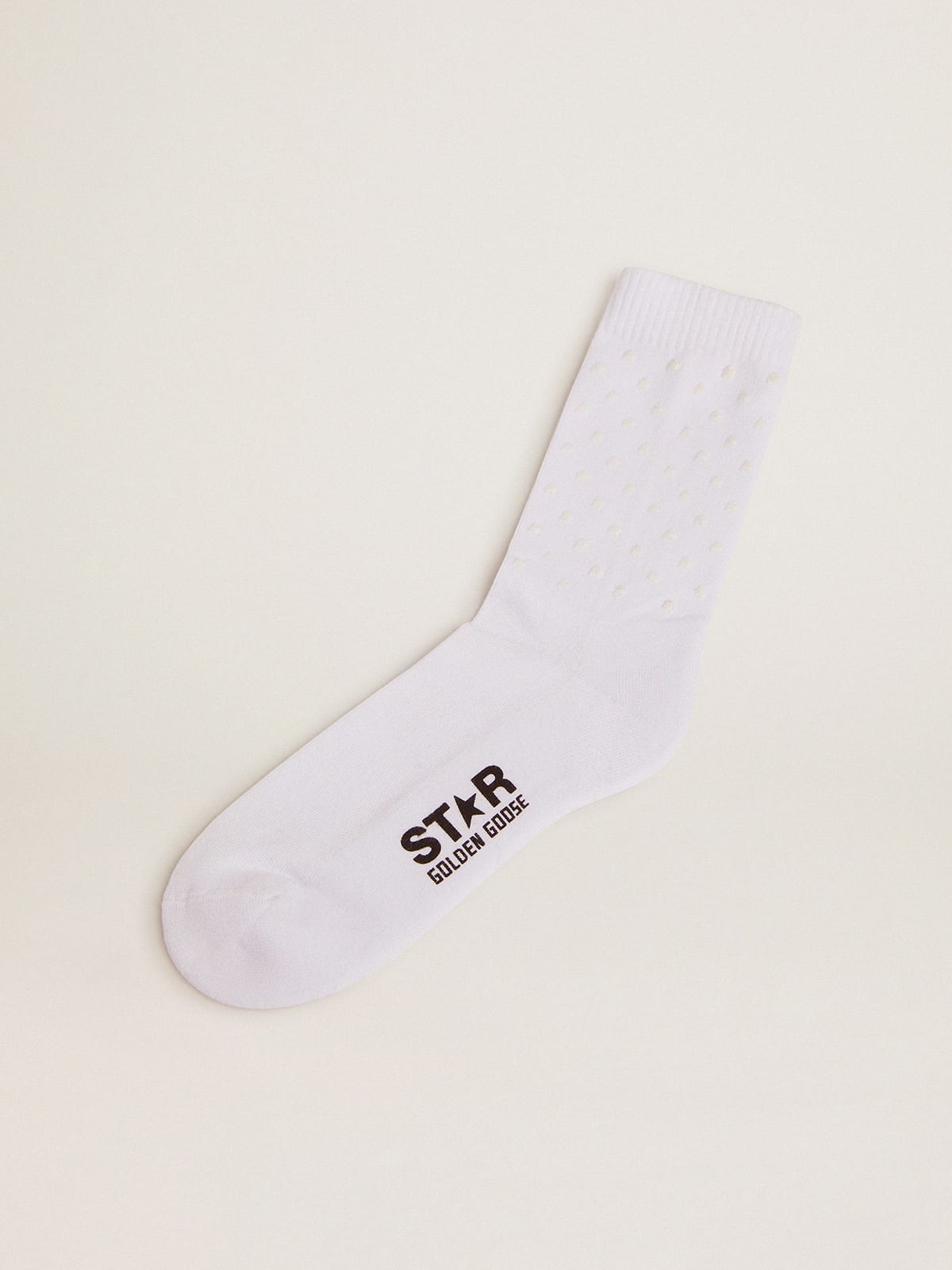 Golden Goose - White socks with contrasting 3D stars and logo in 