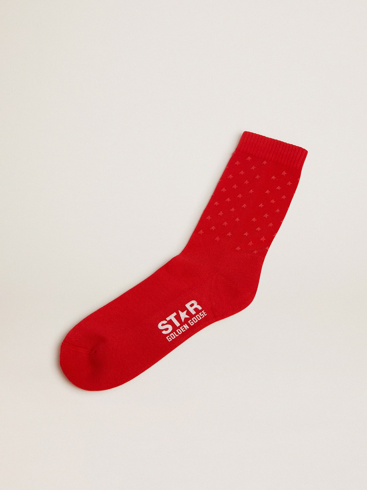 Golden Goose - Red socks with contrasting 3D stars and logo in 