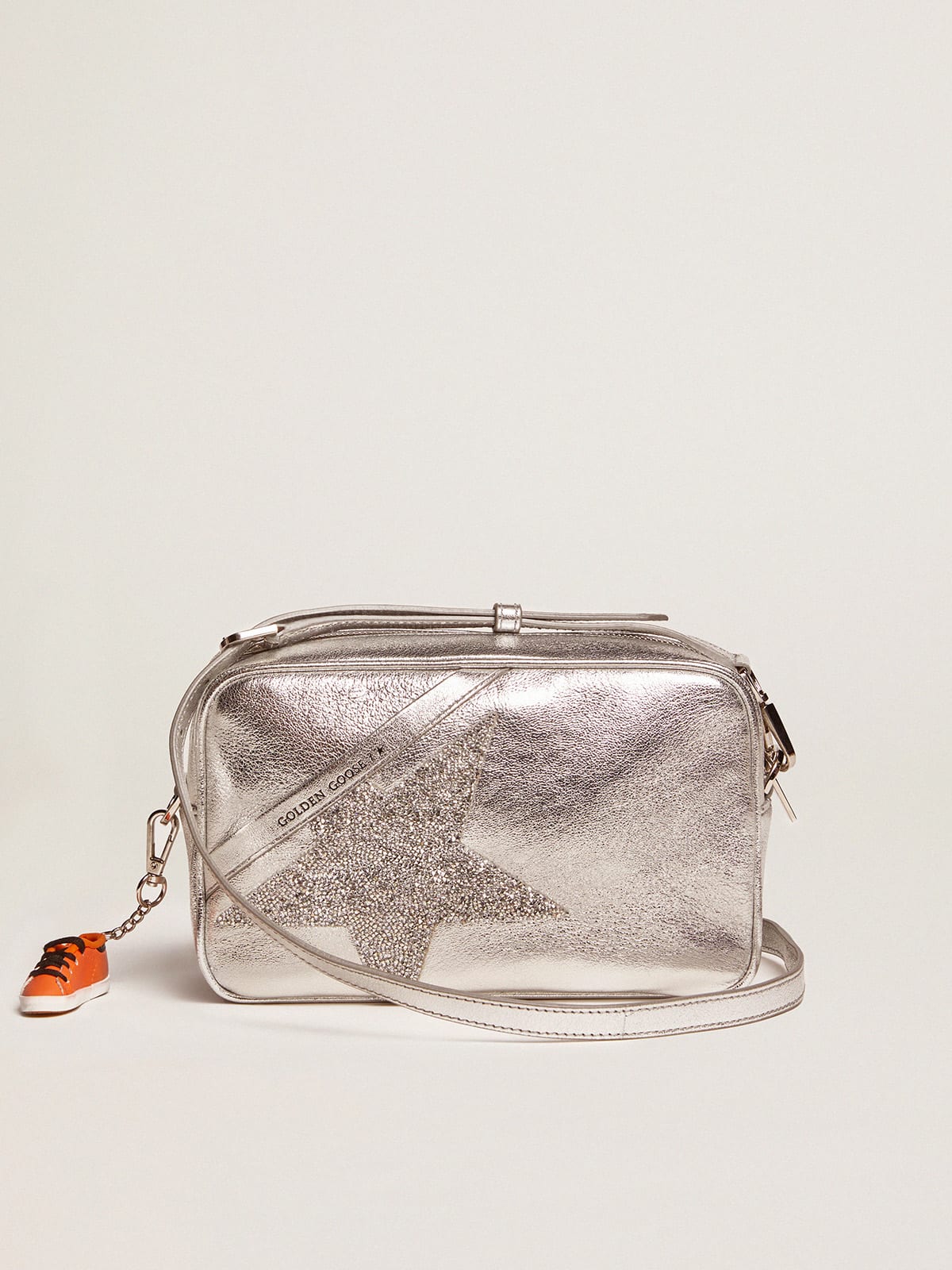 スワロフスキースター ラミネートレザー Star Bag シルバー | Golden Goose