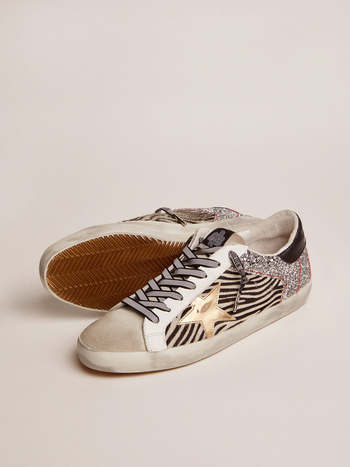 Women\'s Super-Star sneakers in zebra-print pony skin | Golden Goose