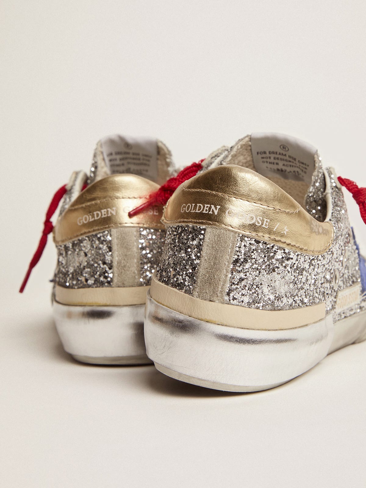 Super-Star sneakers in silver glitter and multi-foxing | Golden Goose