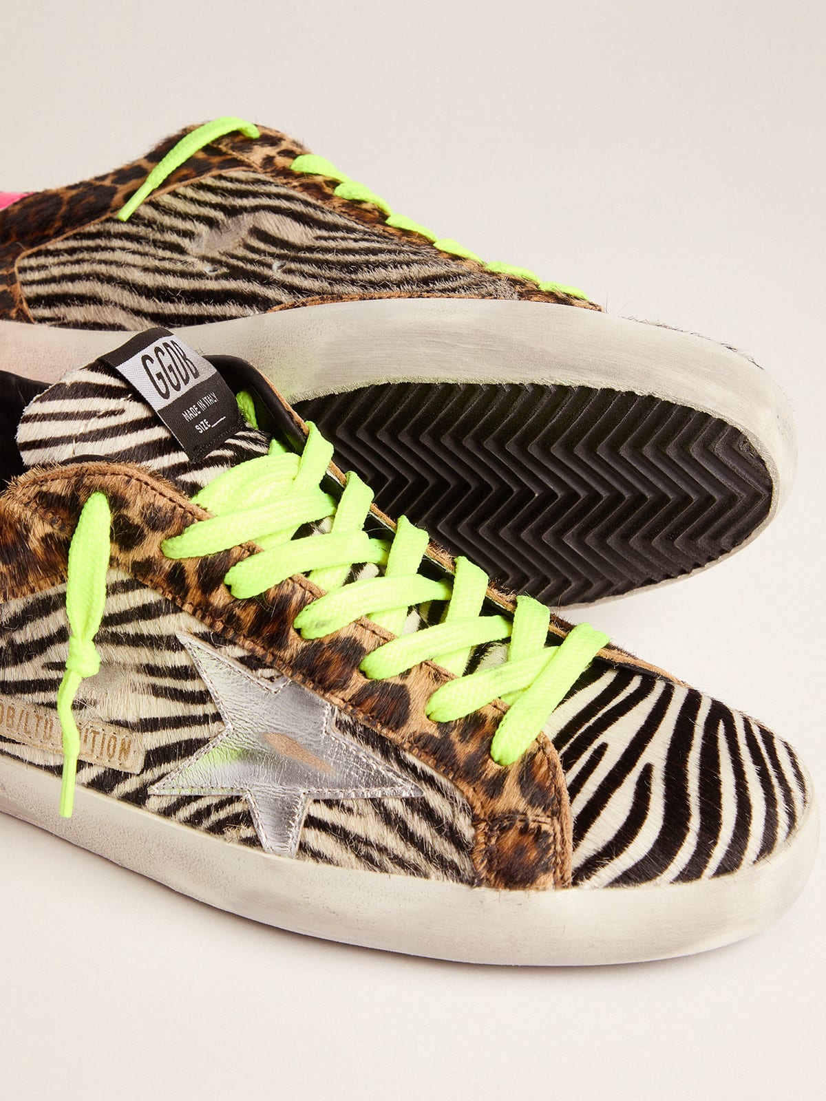 Women\'s Limited Edition LAB glitter animal-print Super-Star sneakers |  Golden Goose