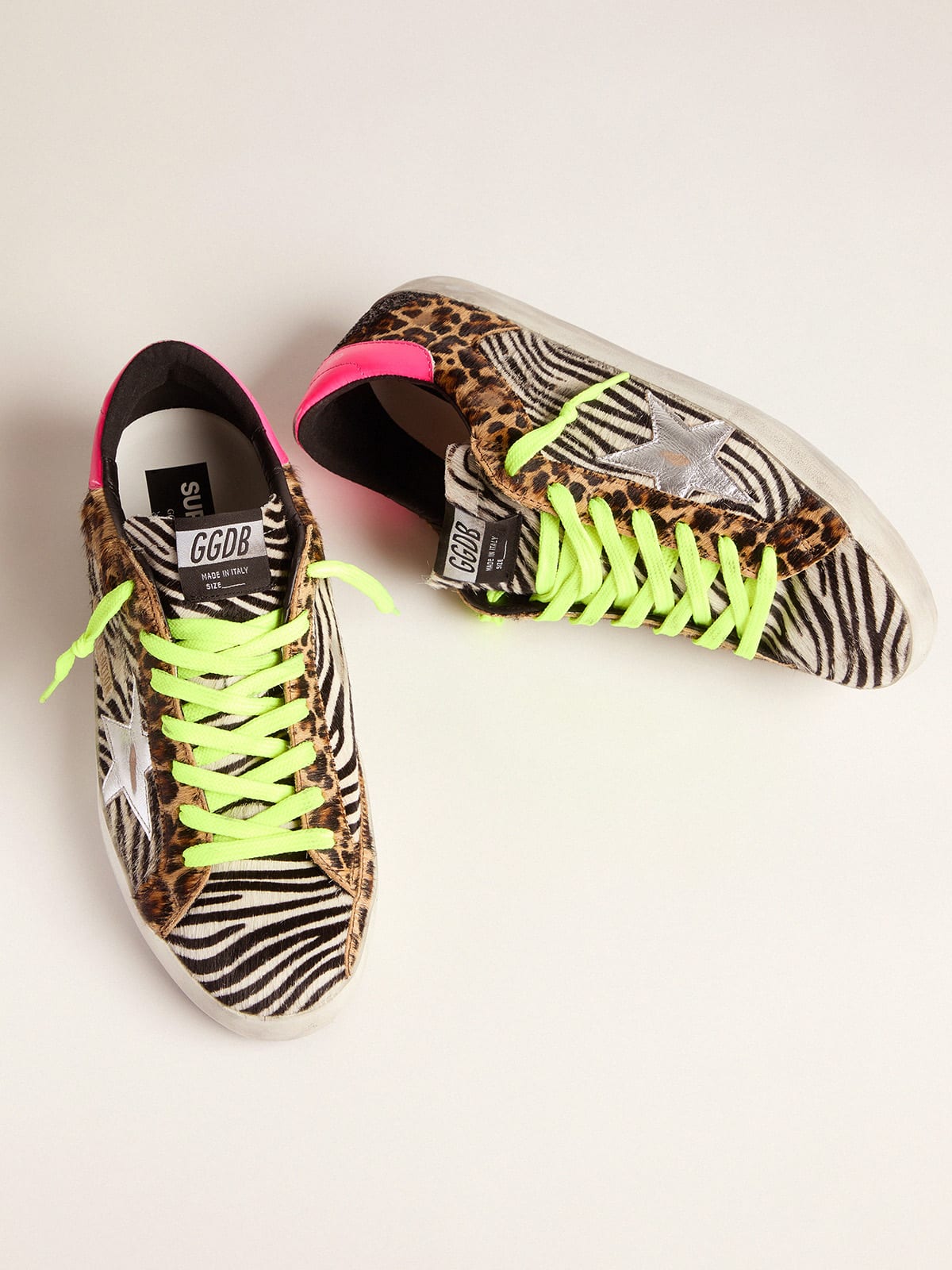 Women\'s Limited Edition LAB glitter animal-print Super-Star sneakers |  Golden Goose