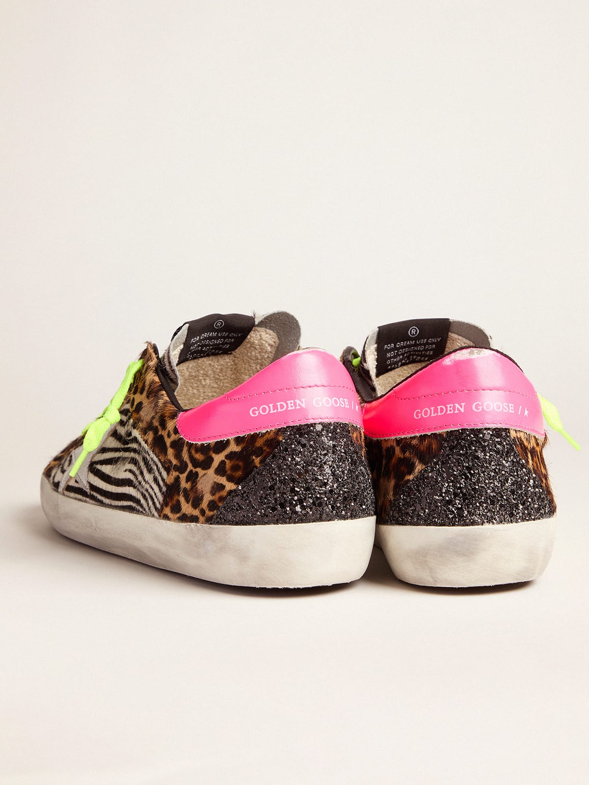 Women\'s Limited Edition LAB glitter animal-print Super-Star sneakers |  Golden Goose