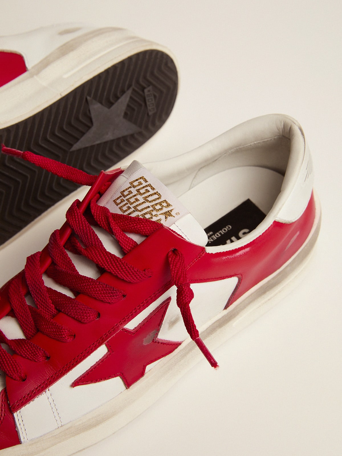 Golden Goose - Men's Stardan in white and red leather in 