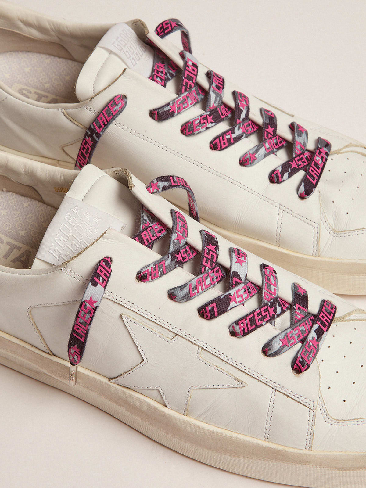 Golden Goose - Grey camouflage laces with pink laces print in 