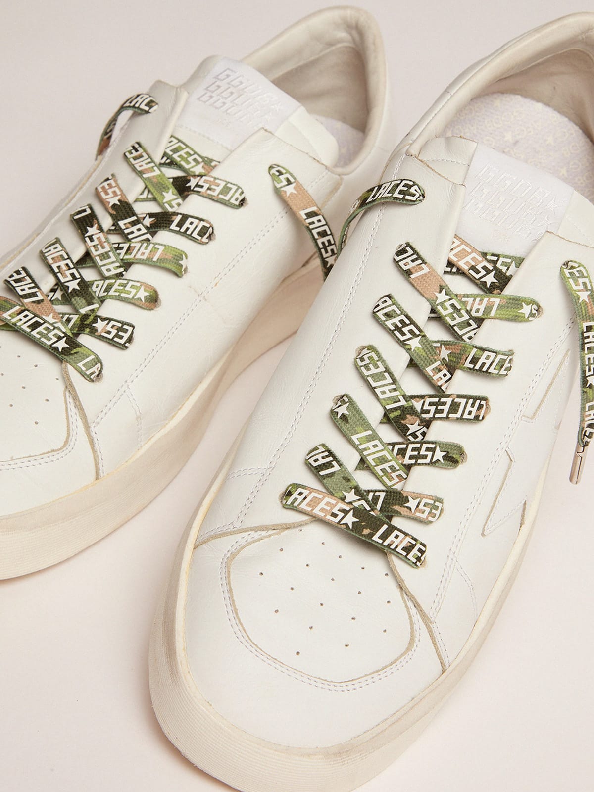 Golden Goose - Men's green camouflage laces with white laces print in 