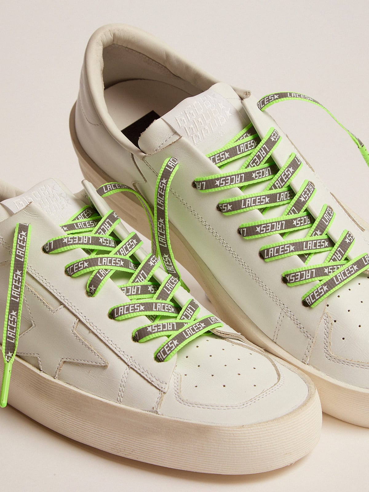 Golden Goose - Neon green reflective laces with laces print in 