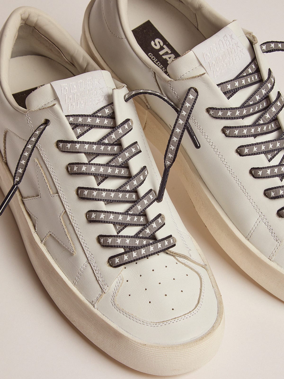 Golden Goose - Blue reflective laces with stars in 