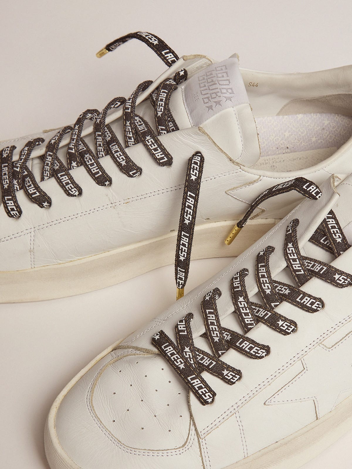 Golden Goose - Cordones denim con estampado Laces blanco in 