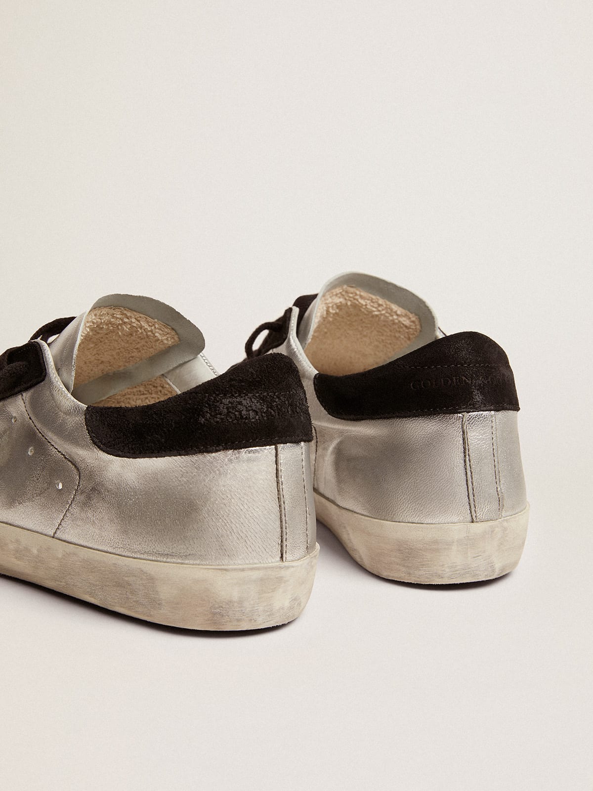 Golden Goose - Super-Star homme en cuir argenté in 