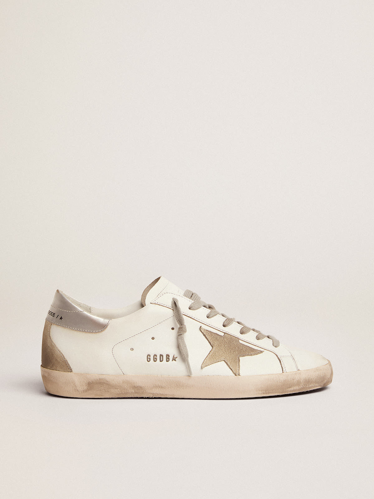 Golden Goose - Men's Super-Star with silver heel tab and lettering in 