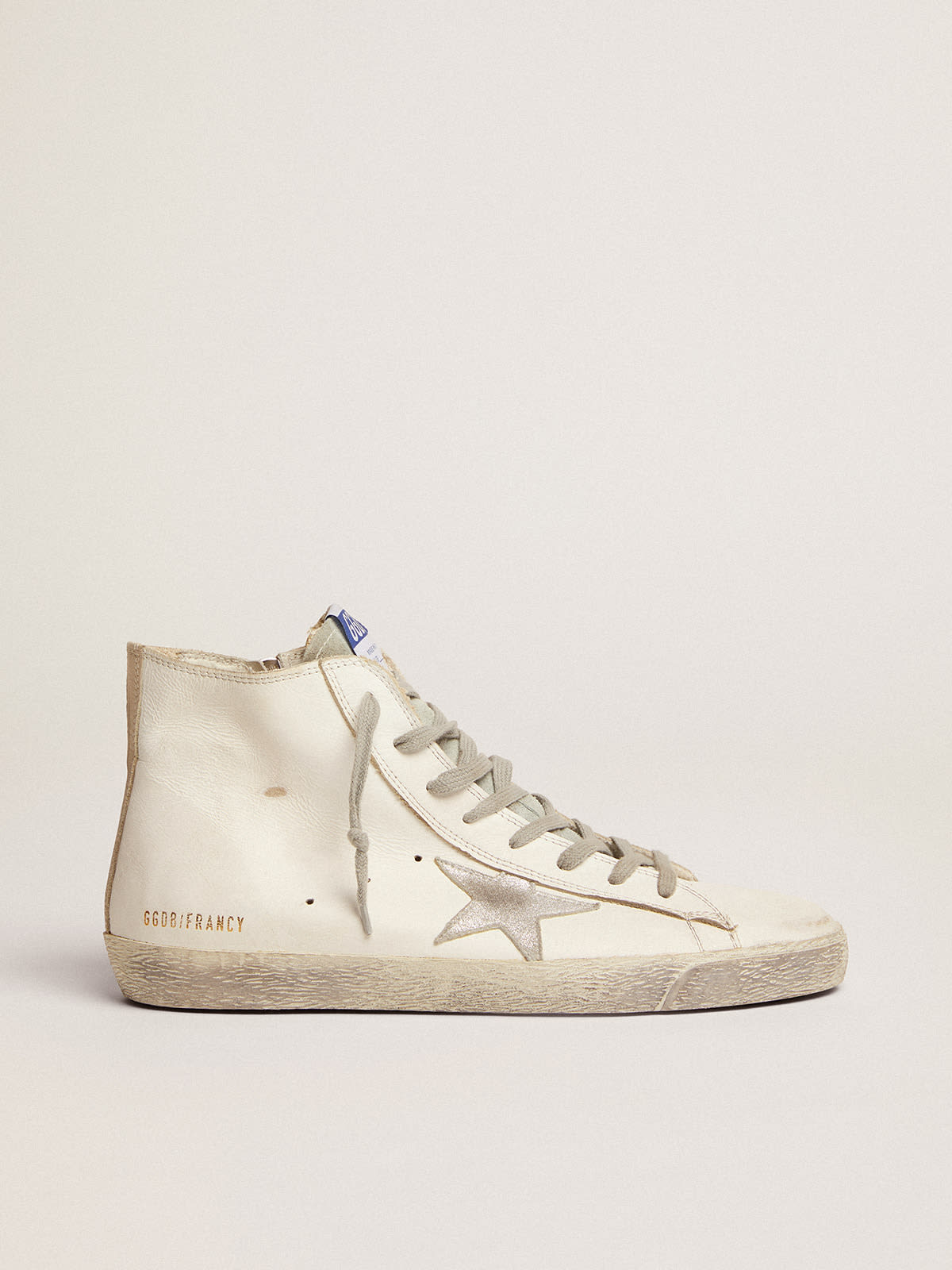 Golden Goose - Men's Francy in leather with silver suede star in 