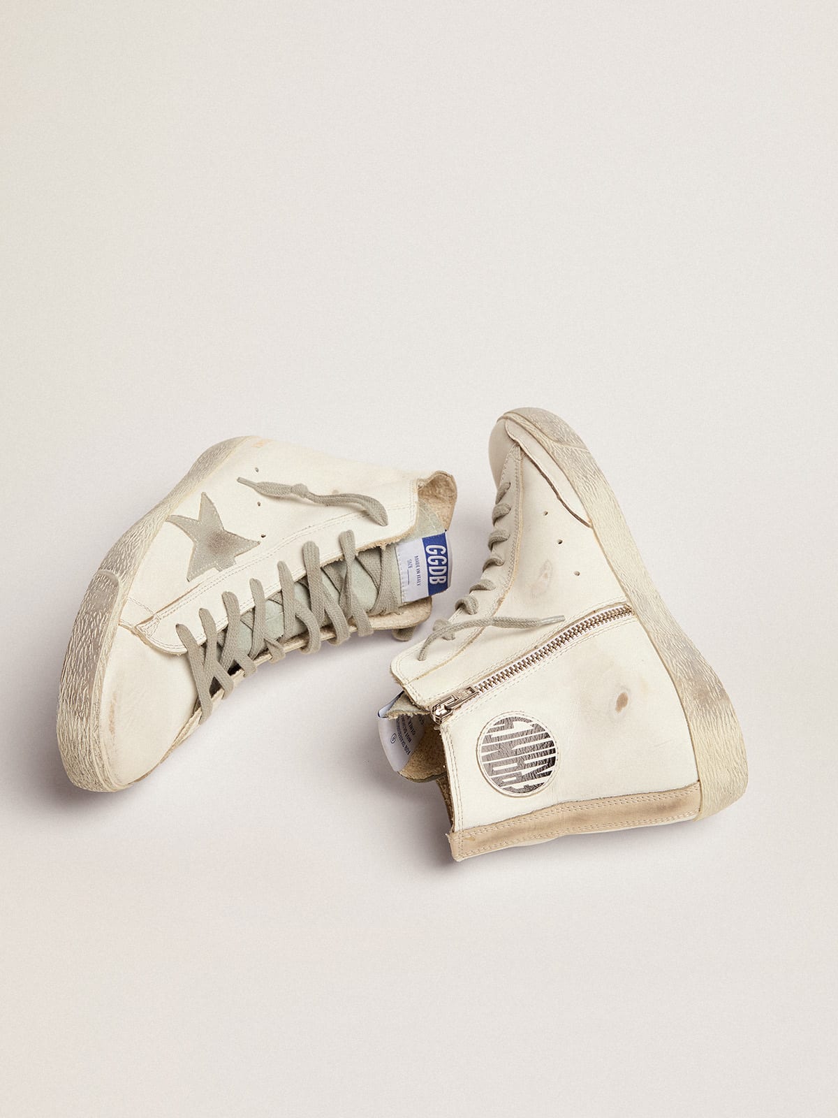 Golden Goose - Men's Francy in leather with silver suede star in 