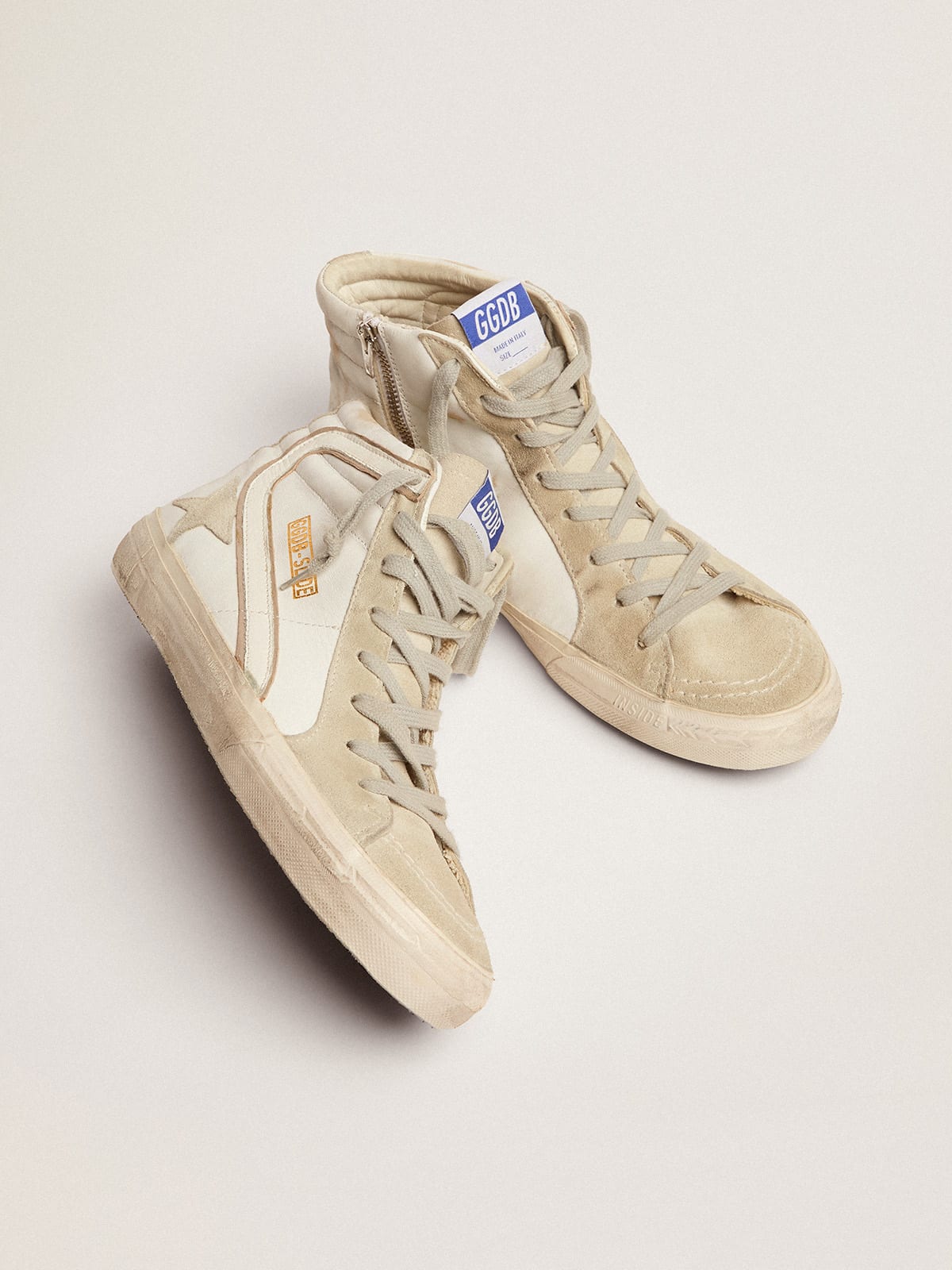 Golden Goose - White Slide sneakers in leather and suede in 