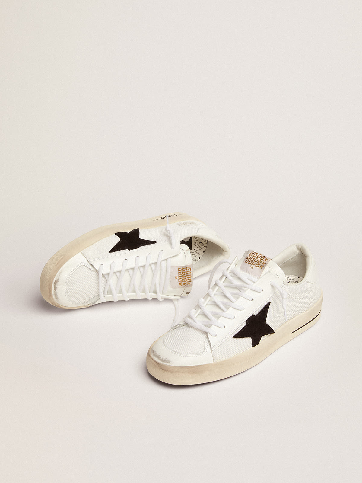 Golden Goose - Men's Stardan in white mesh with black suede star in 