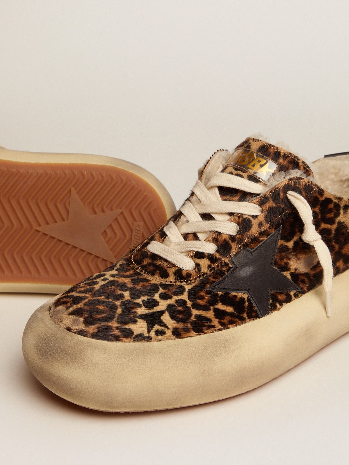 Golden Goose - Men's Space-Star shoes in animal-print pony skin with shearling lining in 