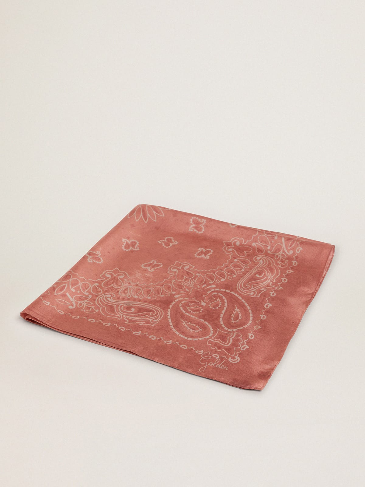 Golden Goose - Old-rose-colored Golden Collection scarf with paisley pattern in 