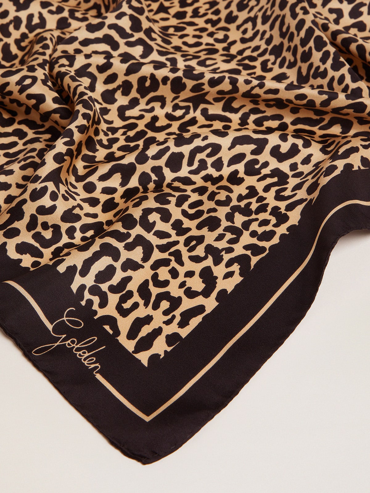 Golden Goose - Golden Collection scarf in black with leopard print in 
