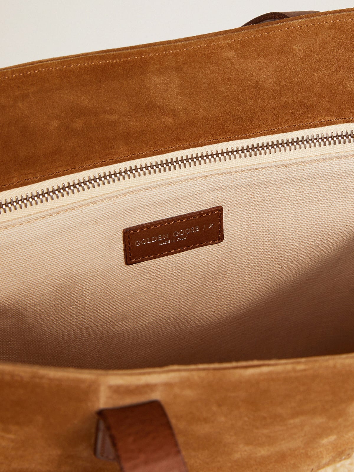 Golden Goose - North-South California Bag in suede leather with shearling in 