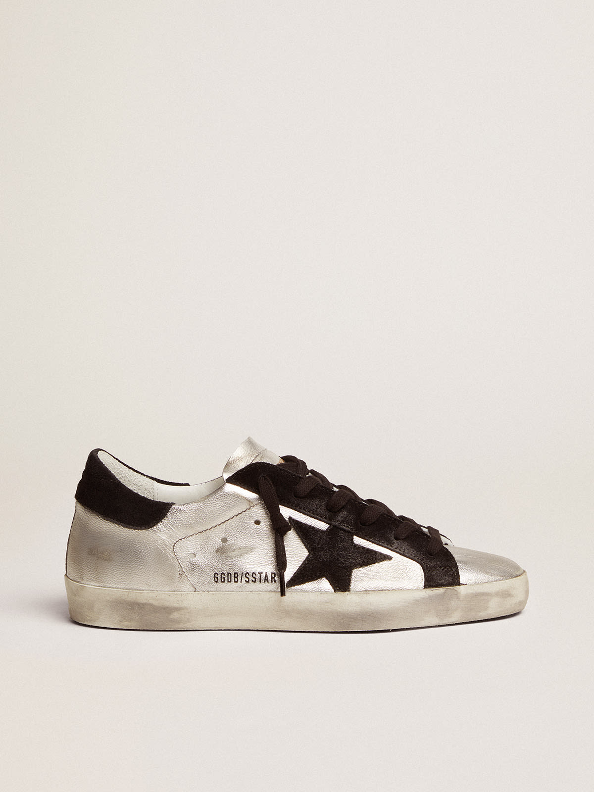 Golden Goose - Women's Super-Star in silver leather with contrasting inserts in 