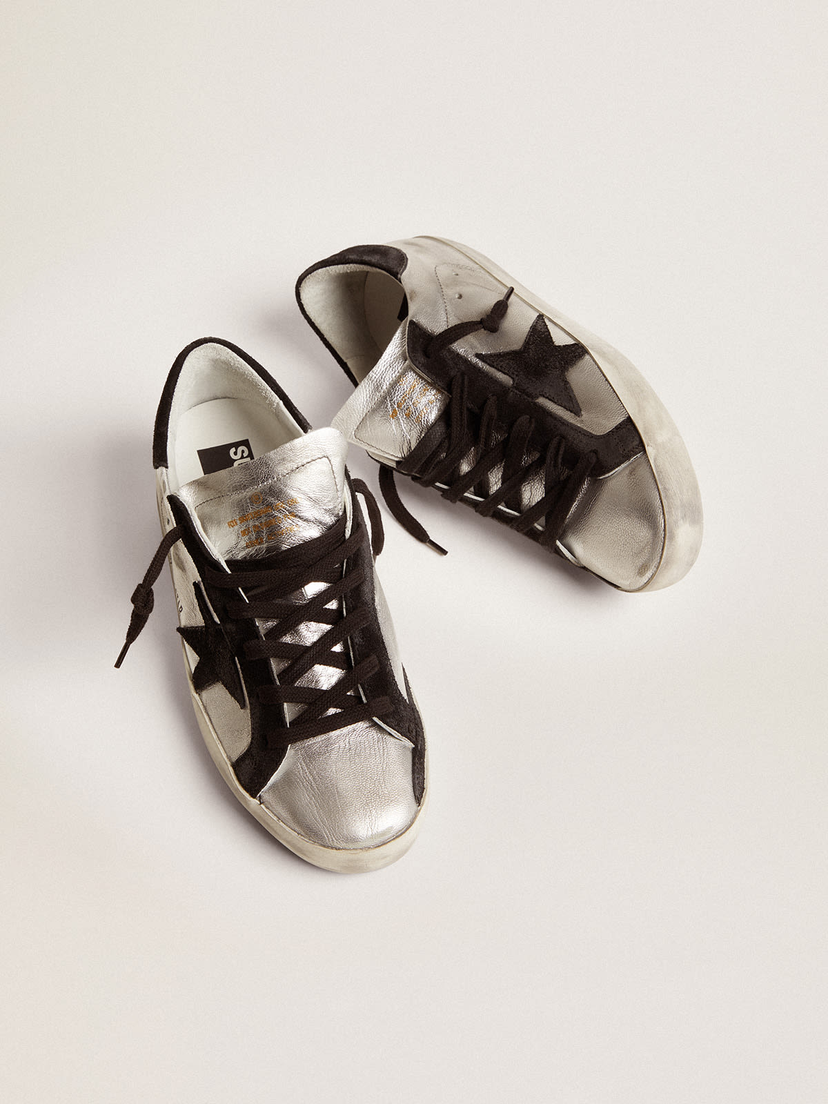 Women’s Super-Star sneakers in silver leather