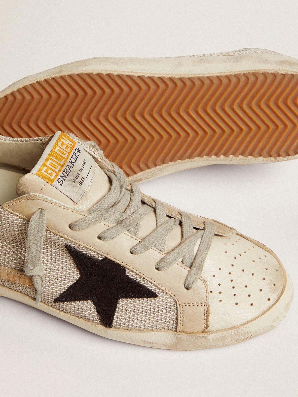 Zapatillas deportivas Super-Star de de piel con aplicación de malla | Golden Goose