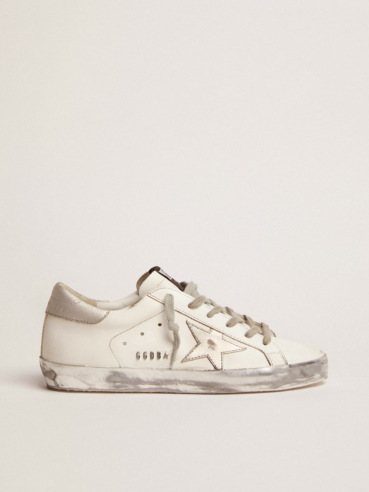 Super-Star sneakers with silver sparkle foxing and metal stud