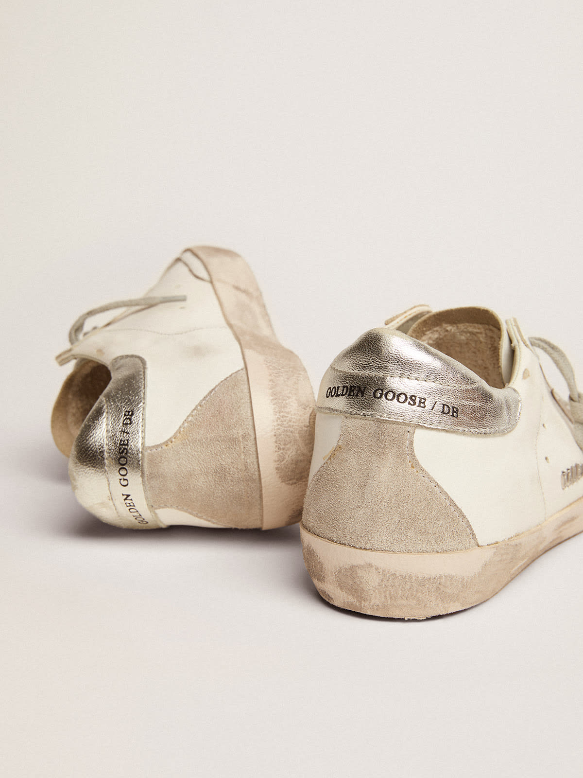 Golden Goose - Women's Super-Star with silver heel tab and metal stud lettering in 