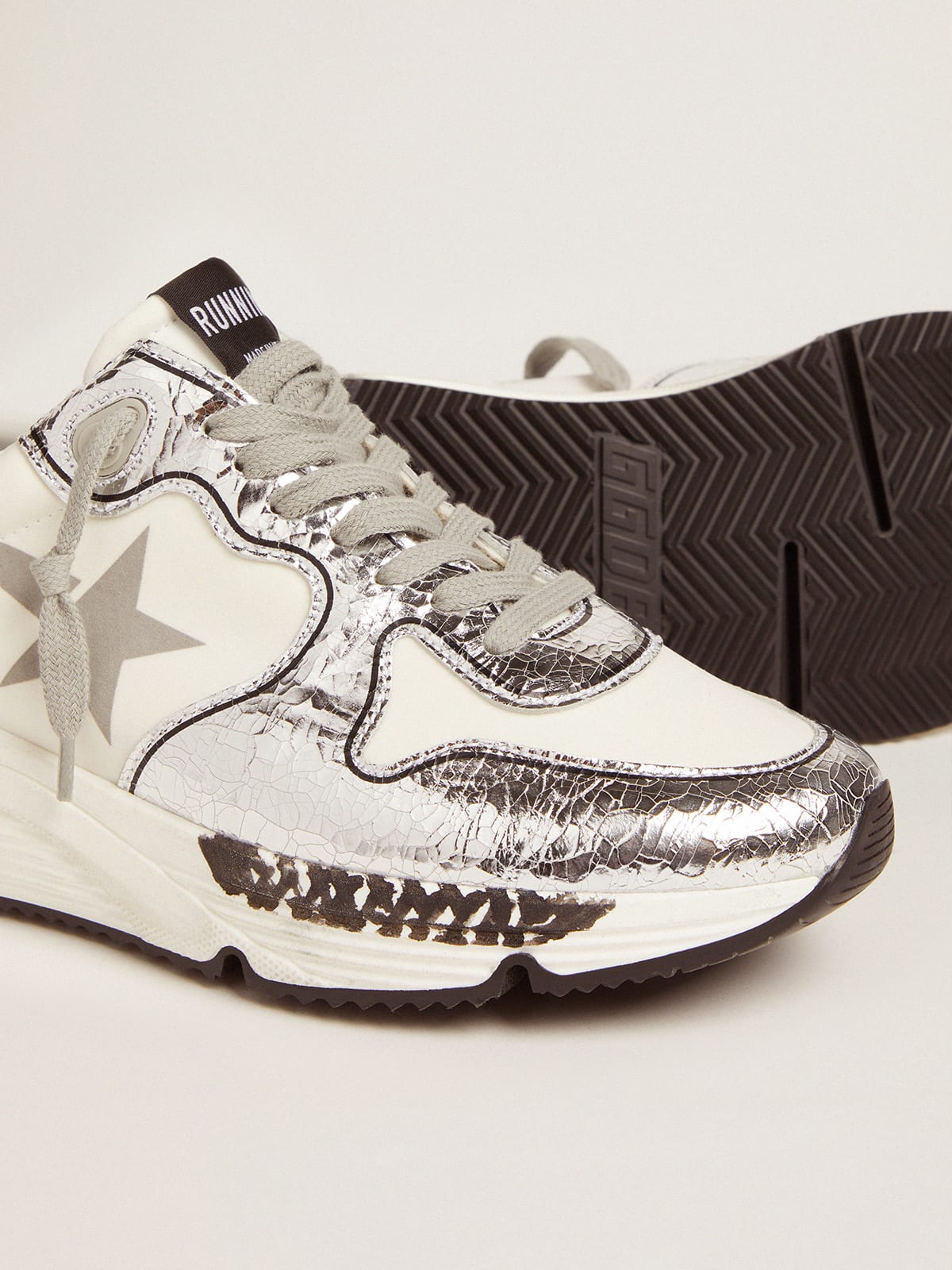 Golden Goose - Women's Running Sole silver and white in 