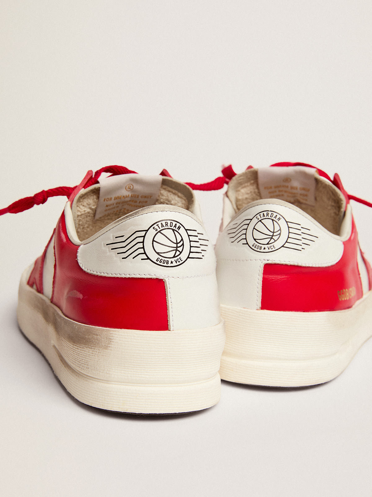 Golden Goose - Sneakers Stardan pour femme en cuir blanc et rouge in 