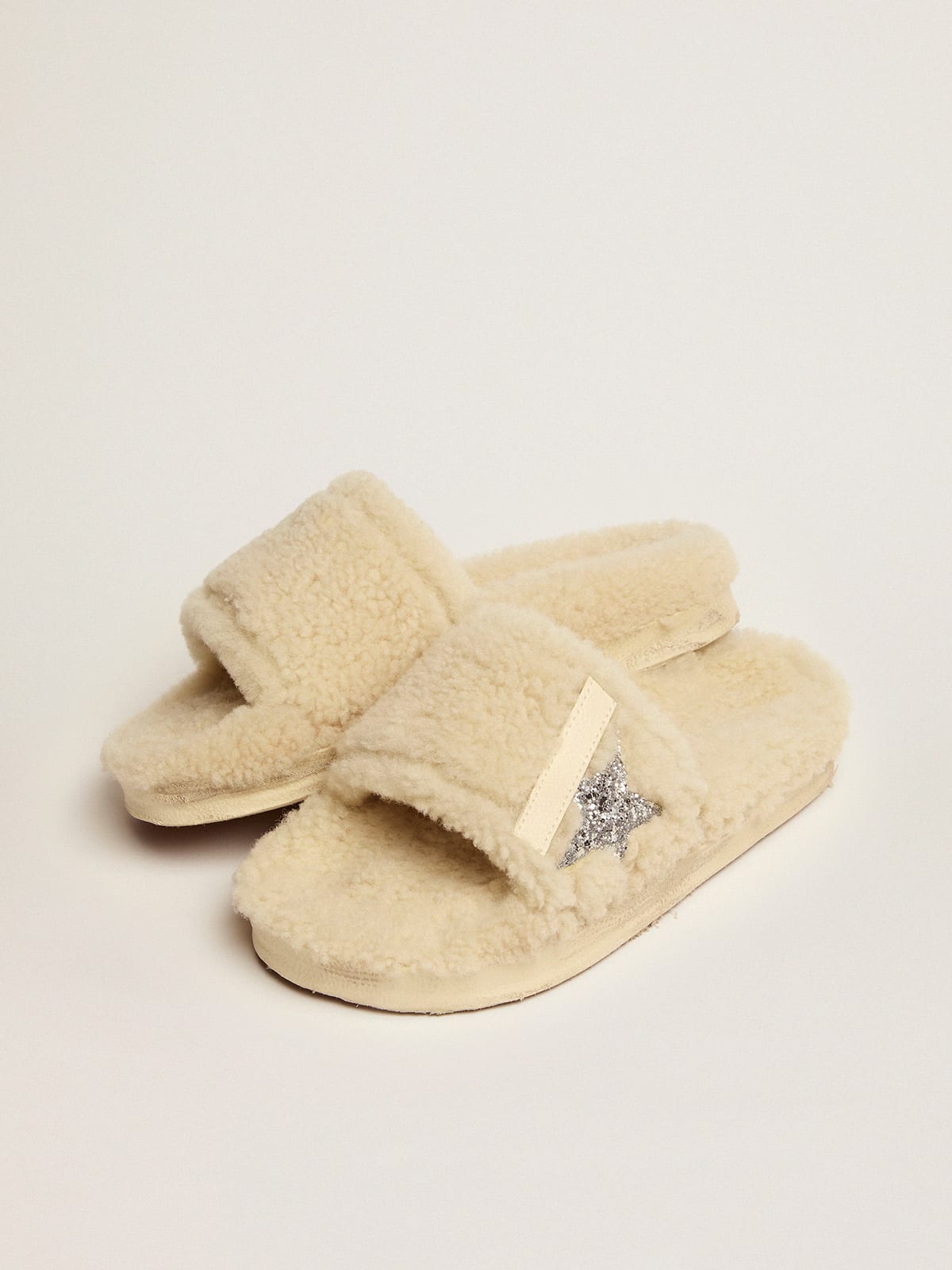 Golden goose shearling slide sandals new arrivals