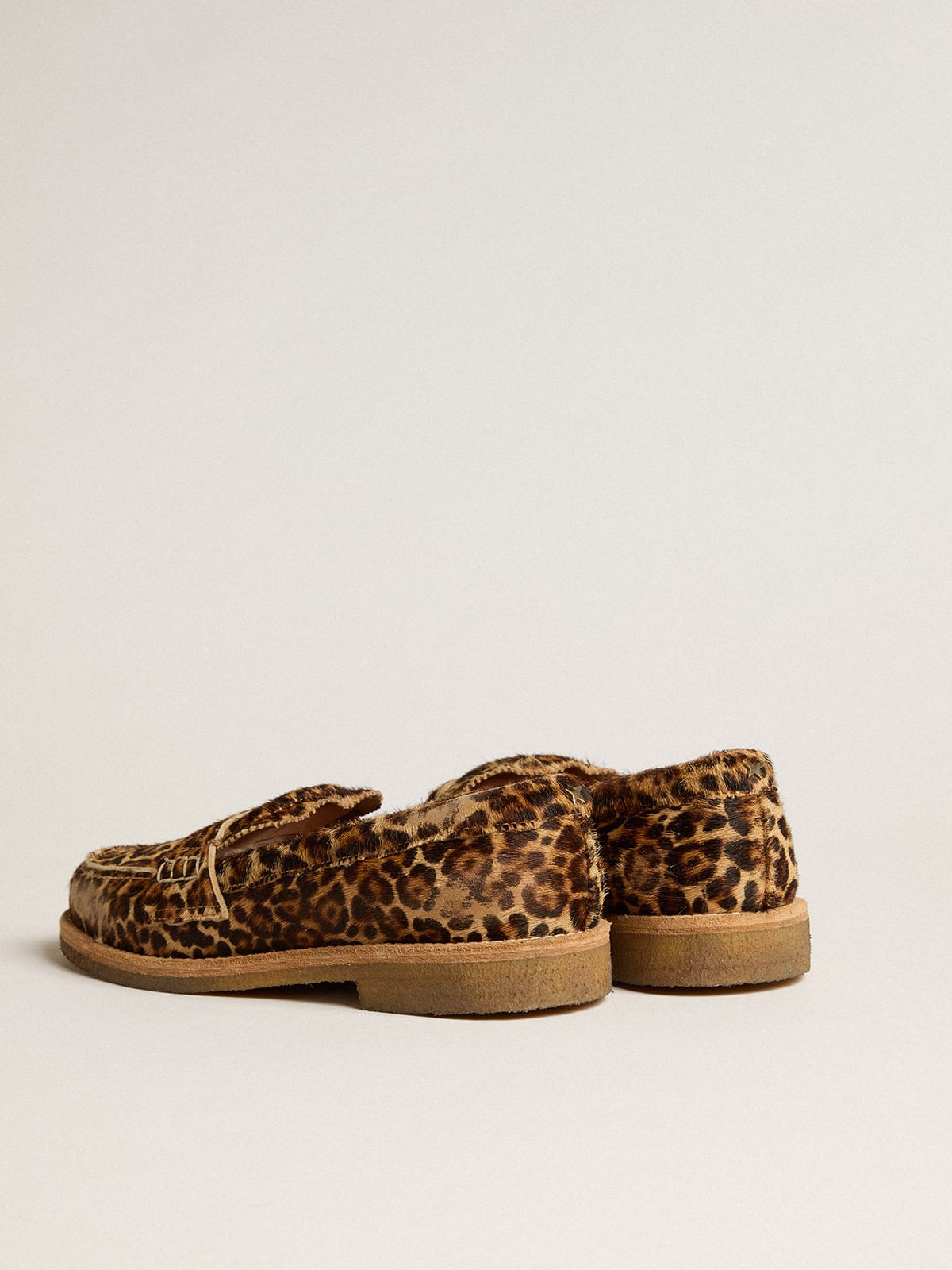 Women's loafers in leopard print pony skin