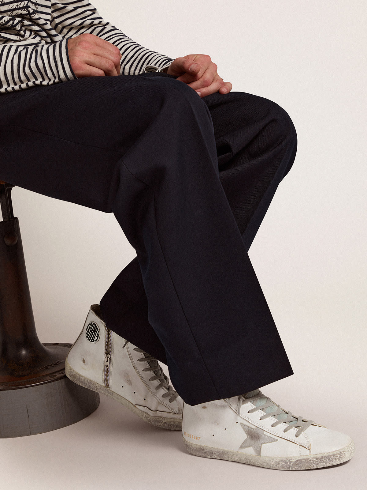 Golden Goose - Sneakers Francy aus Leder mit Stern aus versilbertem Veloursleder in 