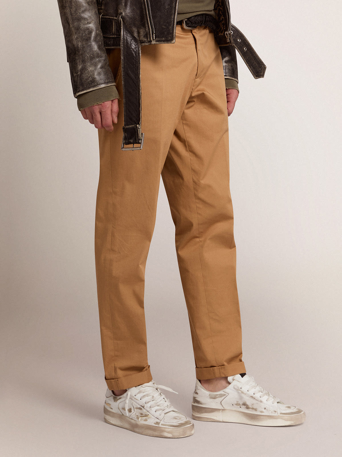 Golden Goose - Men's beige cotton chino pants in 