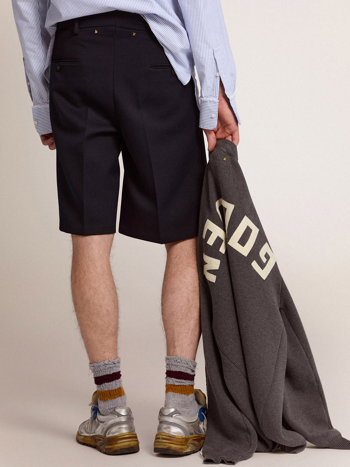 Golden Goose - Men's bermuda shorts in dark blue wool in 