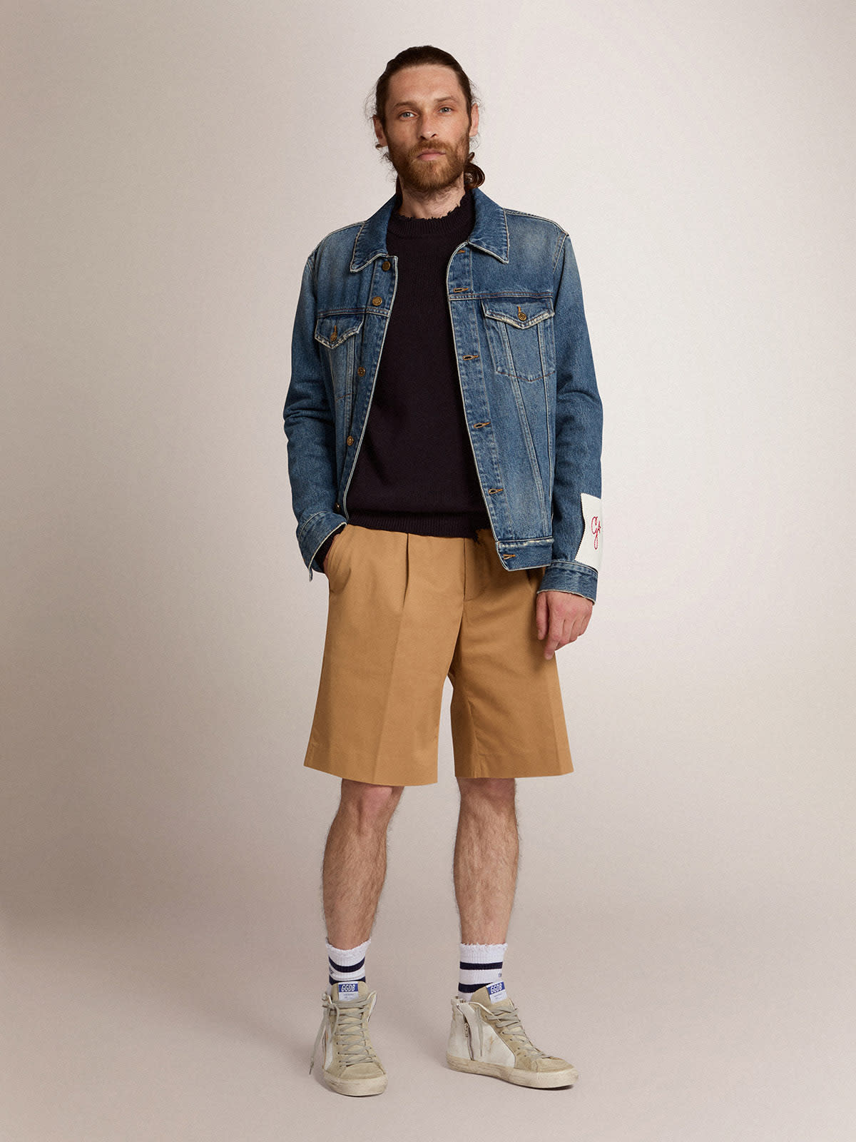 Golden Goose - Men's bermuda shorts in beige cotton in 