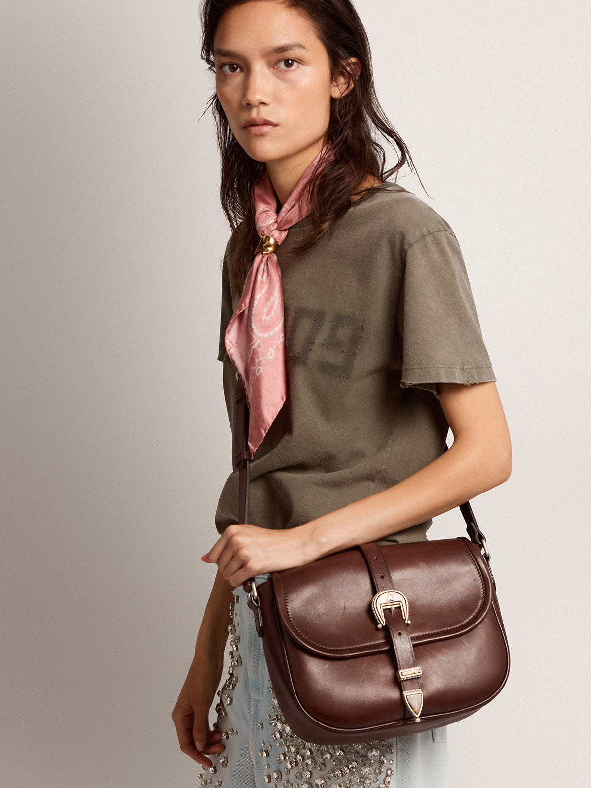 Golden Goose - Medium Rodeo Bag in dark tan leather     in 