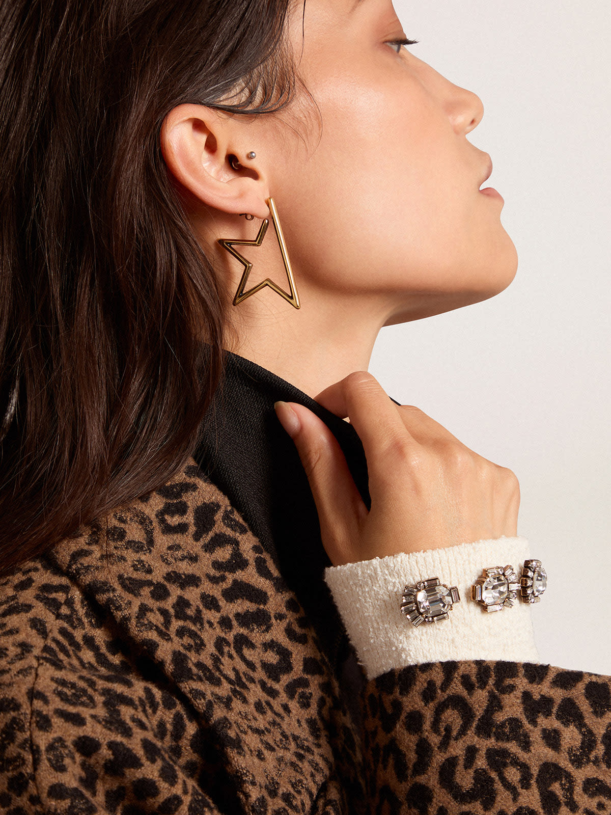 Golden Goose - Women's Star antique gold color pendant earrings in 