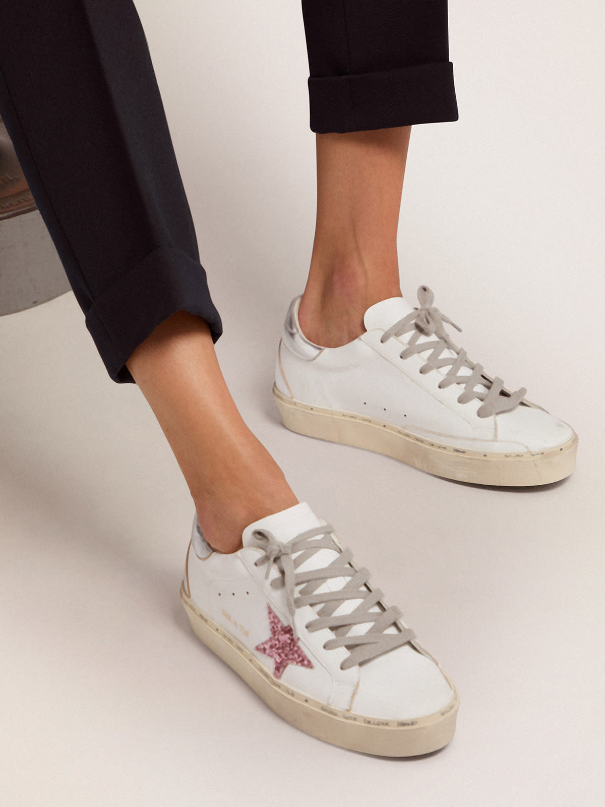 Hi star sneakers with glittery star and laminated cheap heel tab