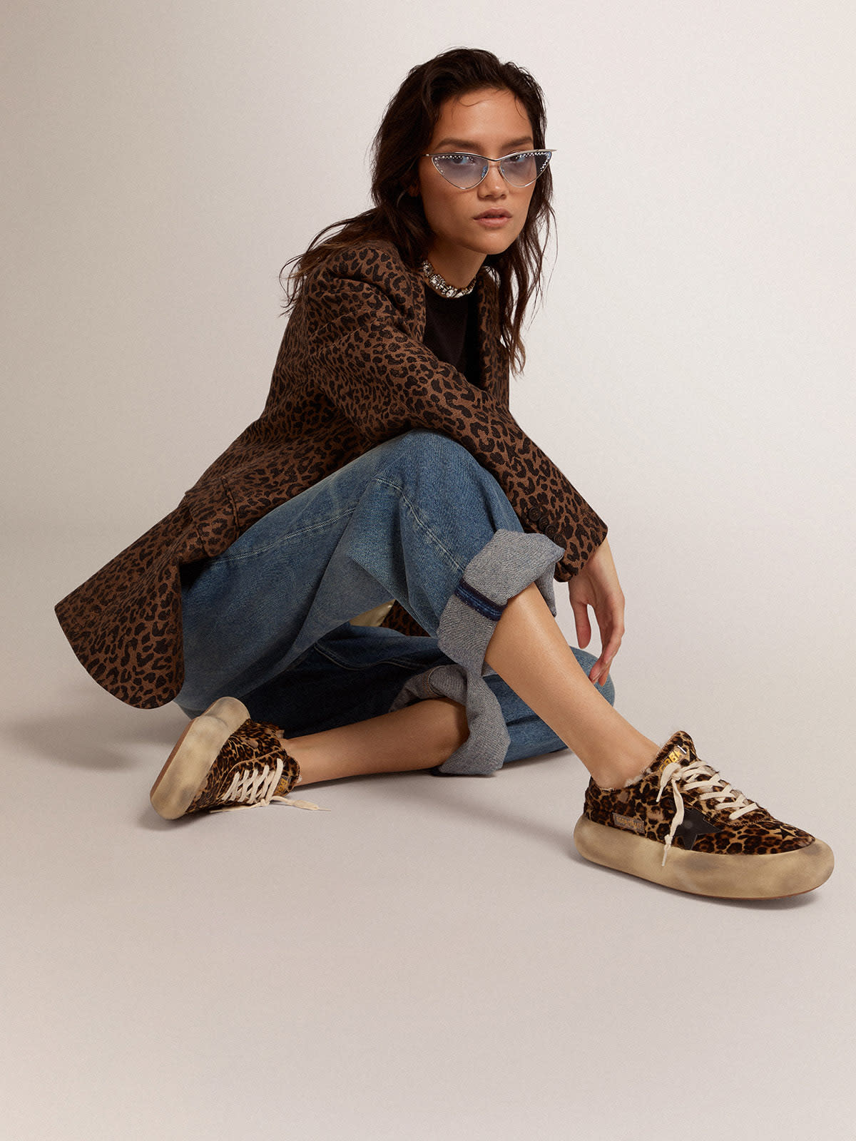 Space-Star shoes in animal-print pony skin with shearling lining | Golden  Goose