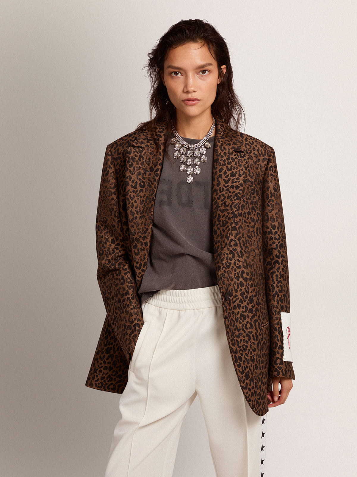 Golden Goose - Women's single-breasted leopard print blazer in 