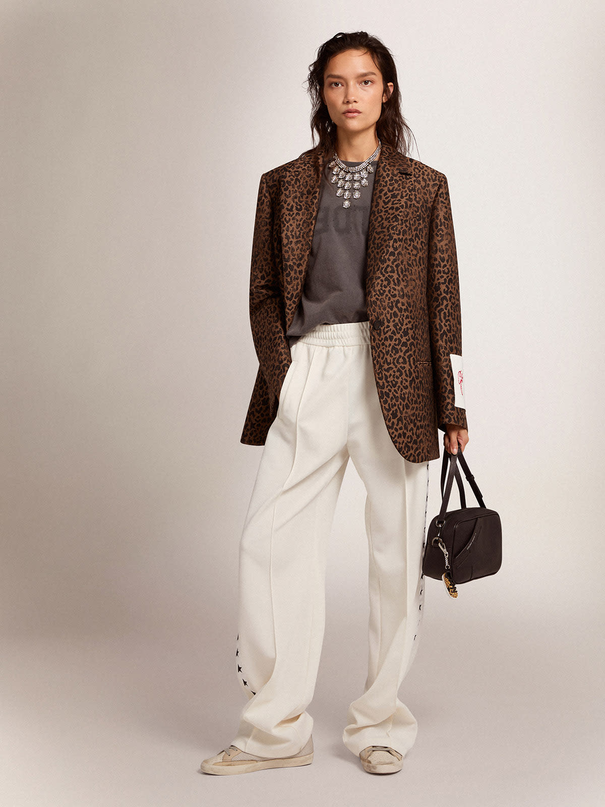 Golden Goose - Women's single-breasted leopard print blazer in 