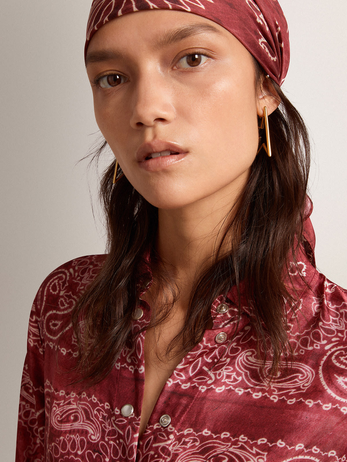 Golden Goose - Women's burgundy shirt dress with paisley print in 