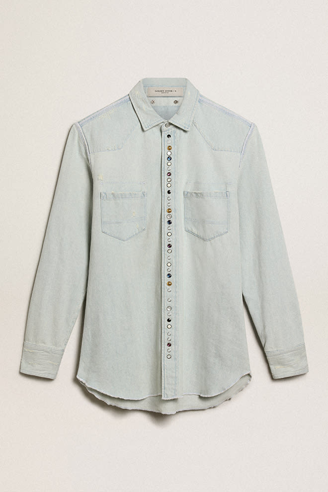 Bleached denim shirt store womens